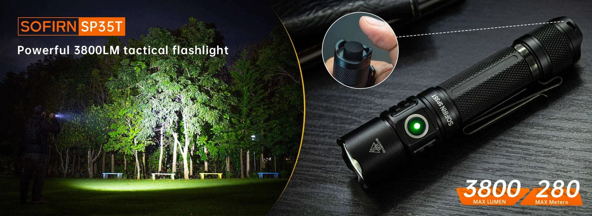 3800lm Tactical LED Flashlight USB-C Rechargeable-6000K-6500K / 6000K-6500K / United States