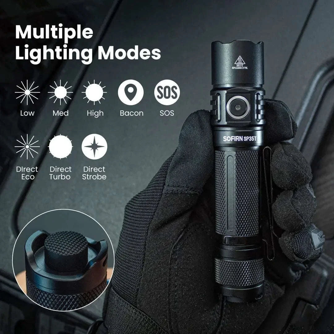 3800lm Tactical LED Flashlight USB-C Rechargeable-6000K-6500K / 6000K-6500K / United States