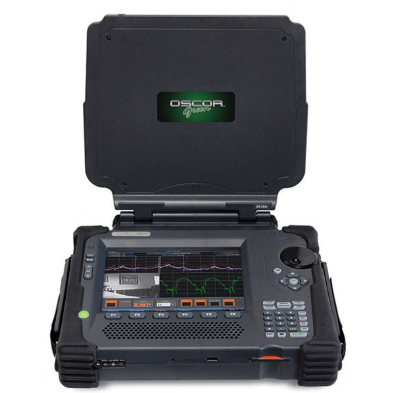 OSCOR Green Spectrum Analyzer is a powerful tool for RF detection and analysis with a frequency range of 10 kHz to 24 GHz, sweep speed of 24 GHz/1 second, and built-in software and auto-switching antenna system for total portability.
