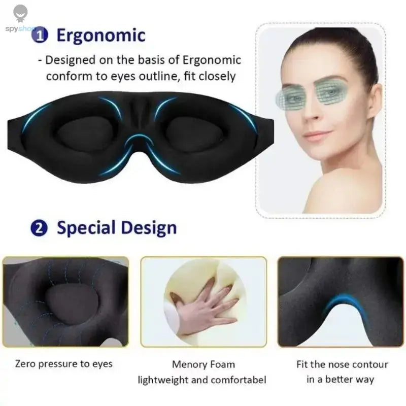 3D Eye Mask Adjustable Suitable for Men and Women with No Pressure on the Eyes Breathable and Light Blocking Eye Mask Black 