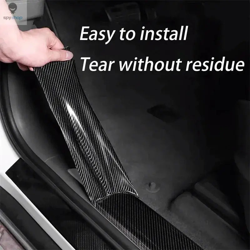 3D Nano Carbon Fiber Car Bumper Door Guard Protection Film 3m Car Door Sill Protector Sticker Black Waterproof Anti Scratch Tape 