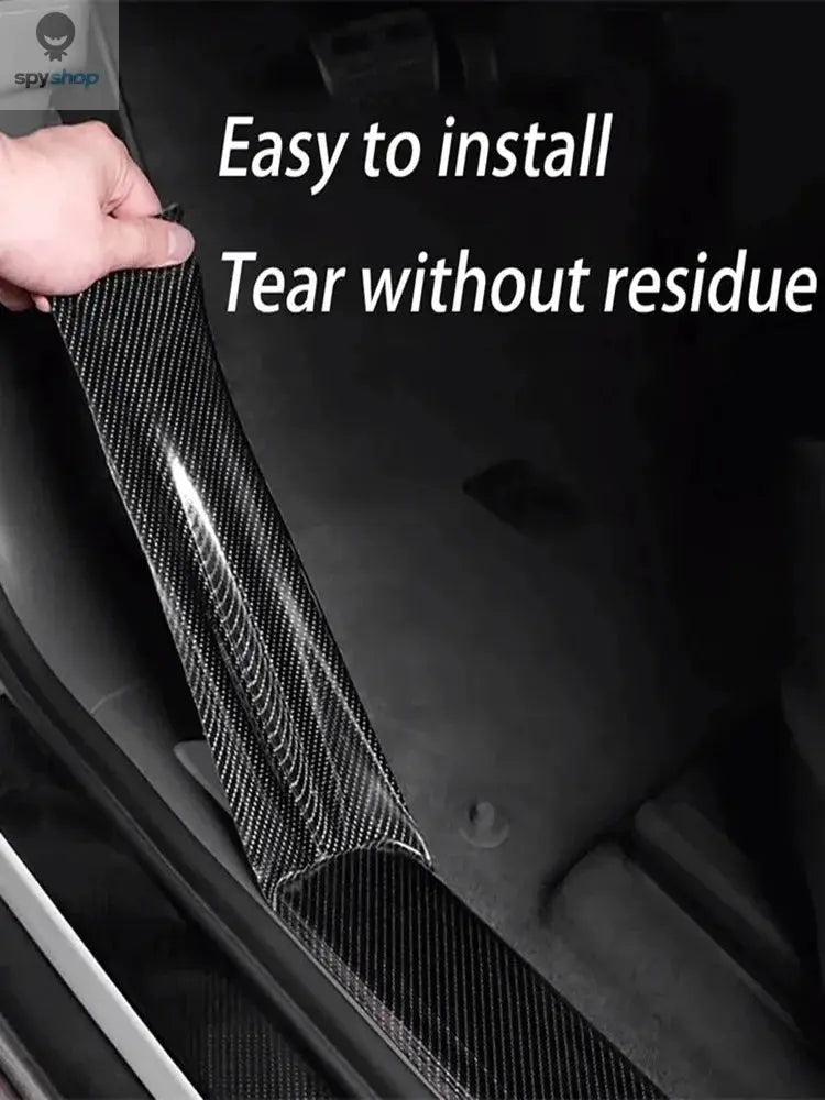 3D Nano Carbon Fiber Car Bumper Door Guard Protection Film 3m Car Door Sill Protector Sticker Black Waterproof Anti Scratch Tape 