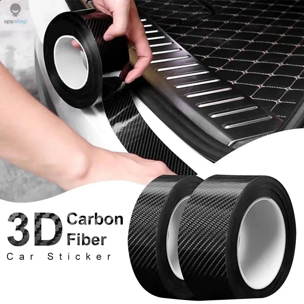 3D Nano Carbon Fiber Car Bumper Door Guard Protection Film 3m Car Door Sill Protector Sticker Black Waterproof Anti Scratch Tape 