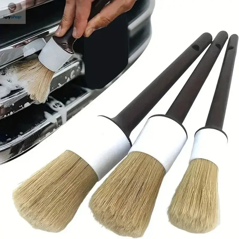 3PCS Car Exterior Interior Detail Brush Boar Hair Bristle Brushes for Car Cleaning Auto Detail Tools Dashboard Cleaning Brush 