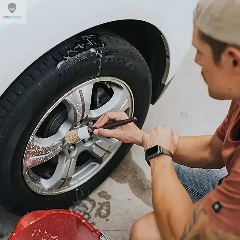 3PCS Car Exterior Interior Detail Brush Boar Hair Bristle Brushes for Car Cleaning Auto Detail Tools Dashboard Cleaning Brush 