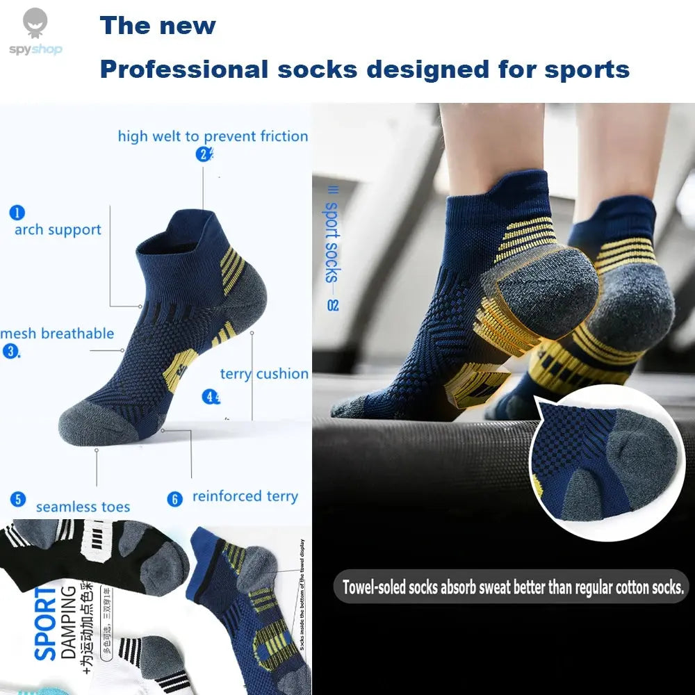 3Pair Professional Fitness Sports Socks Towel Bottom Non-Slip Running Socks Men Women Short Quick-Drying Basketball Training Sox 