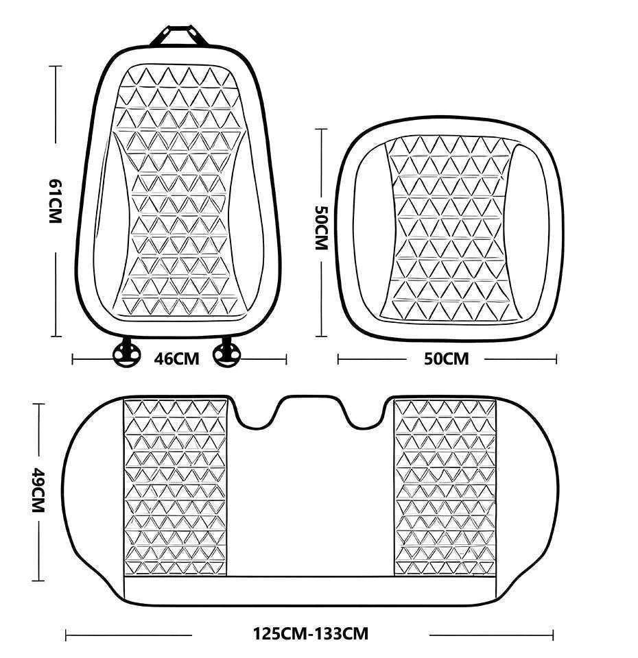 3D Breathable Car Seat Cover Cushion-Black front pad 1pc