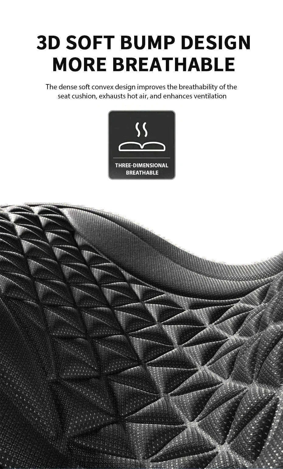 3D Breathable Car Seat Cover Cushion-Black front pad 1pc