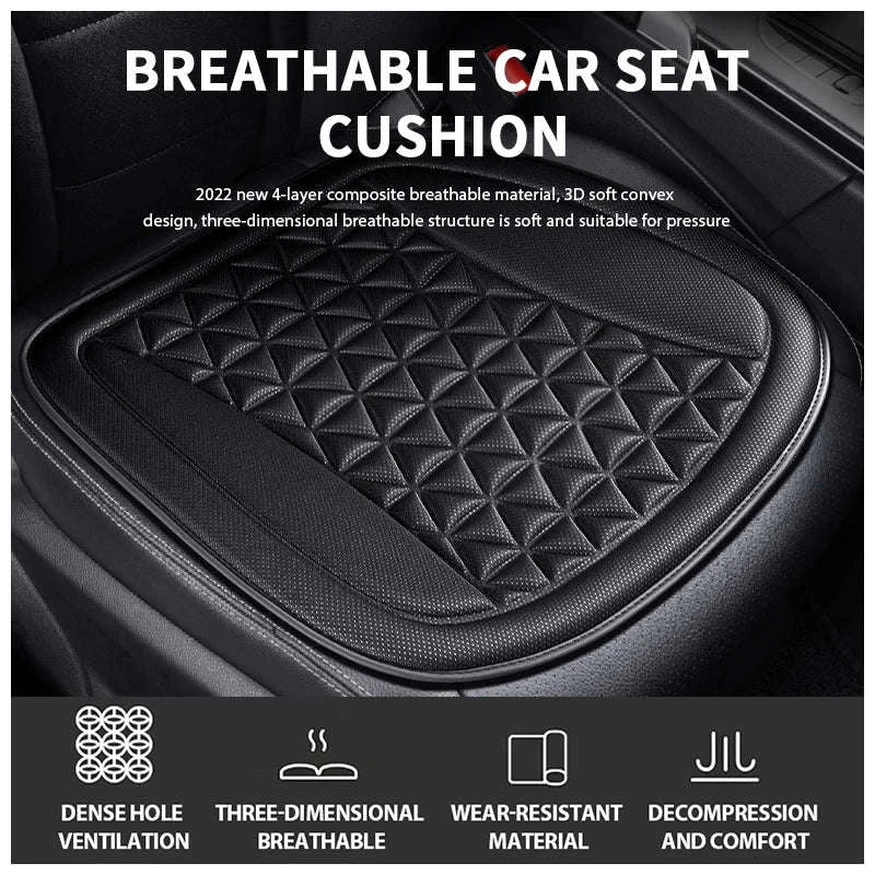 3D Breathable Car Seat Cushion Cover-Black front pad 1pc