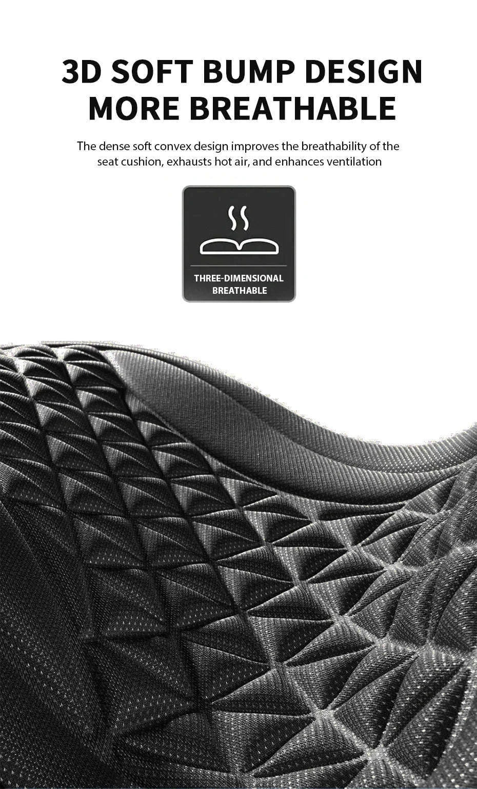 3D Breathable Car Seat Cushion Cover-Black front pad 1pc
