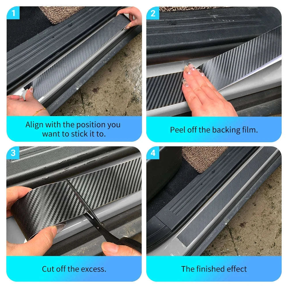 3D Carbon Fiber Car Sticker Vinyl Wrap Film-10cmx10m / Glossy Black