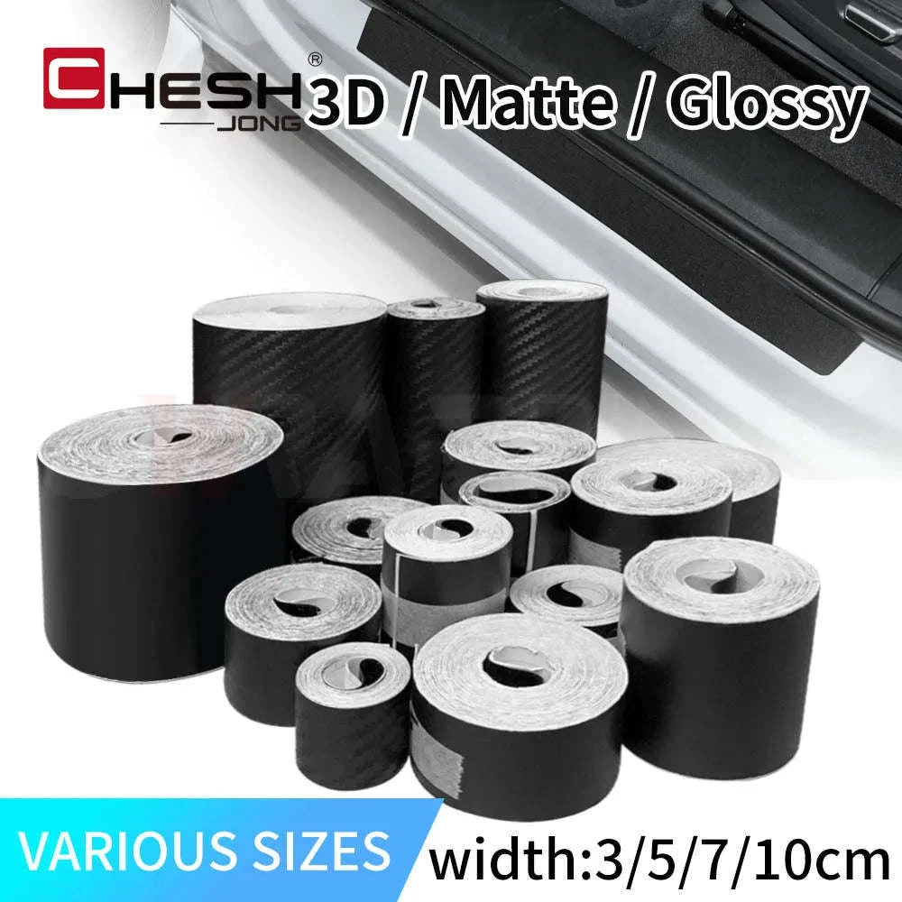 3D Carbon Fiber Car Sticker Vinyl Wrap Film-10cmx10m / Glossy Black