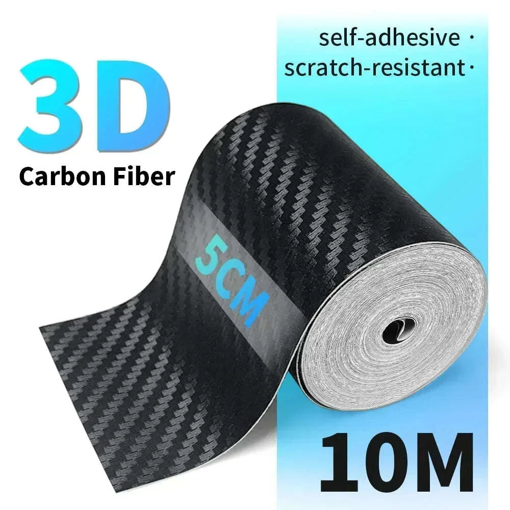 3D Carbon Fiber Car Sticker Vinyl Wrap Film-10cmx10m / Glossy Black