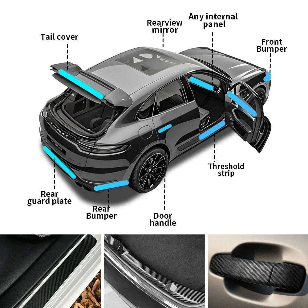 3D Carbon Fiber Car Sticker Vinyl Wrap Film-10cmx10m / Glossy Black