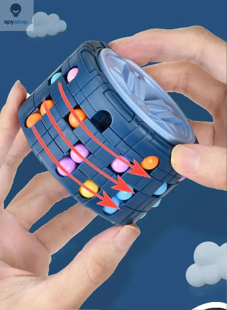 3D Cylinder Cube Puzzle Toy for Creative Brain Challenges-Brown