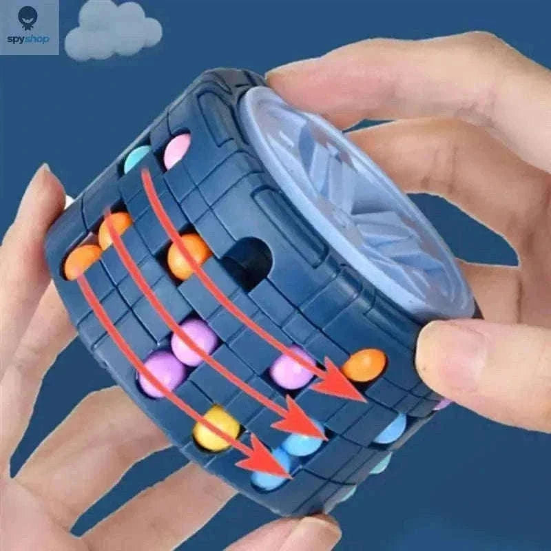 3D Cylinder Cube Puzzle Toy for Creative Brain Challenges-Brown