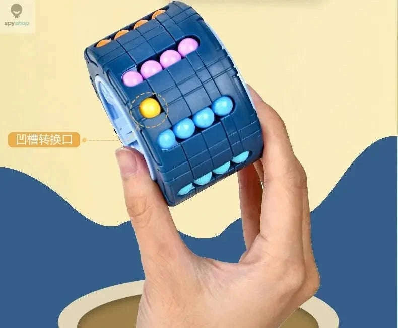 3D Cylinder Cube Puzzle Toy for Creative Brain Challenges-Brown