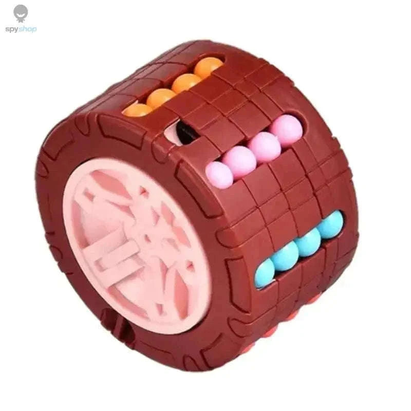 3D Cylinder Cube Puzzle Toy for Creative Brain Challenges-Brown