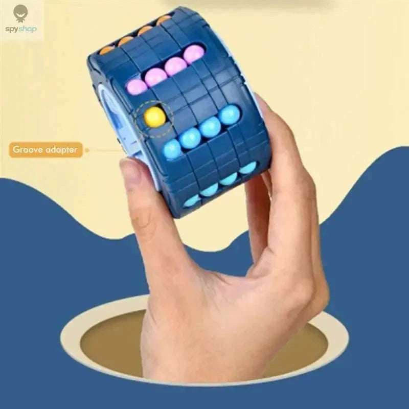 3D Cylinder Cube Puzzle Toy for Creative Brain Challenges-Brown