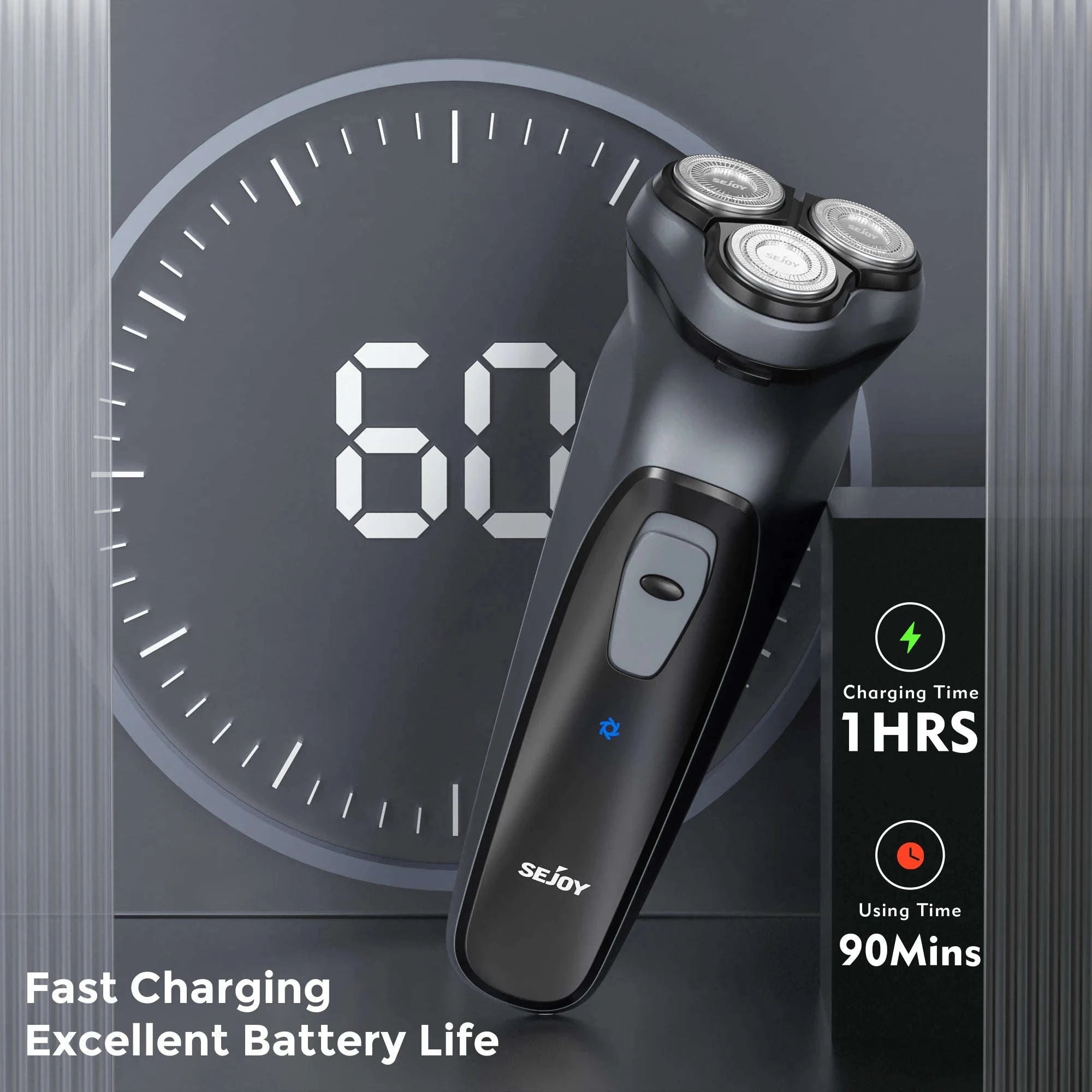 3D Floating Electric Shaver for Men with Trimmer, Rechargeable-Blue / United States