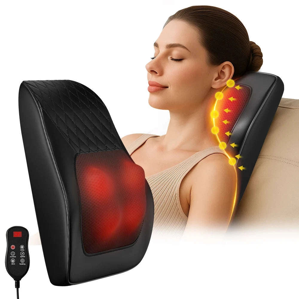 3D Kneading Back & Neck Massager Pillow for Deep Muscle Relief-Grey / US Plug / United States