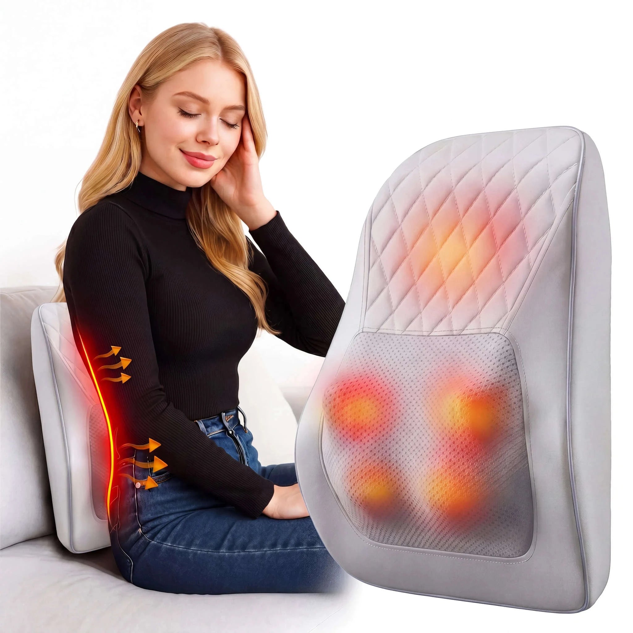 3D Kneading Back & Neck Massager Pillow for Deep Muscle Relief-Grey / US Plug / United States