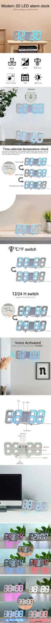 3D LED Digital Alarm Clock for Home, Office and Kitchen-03