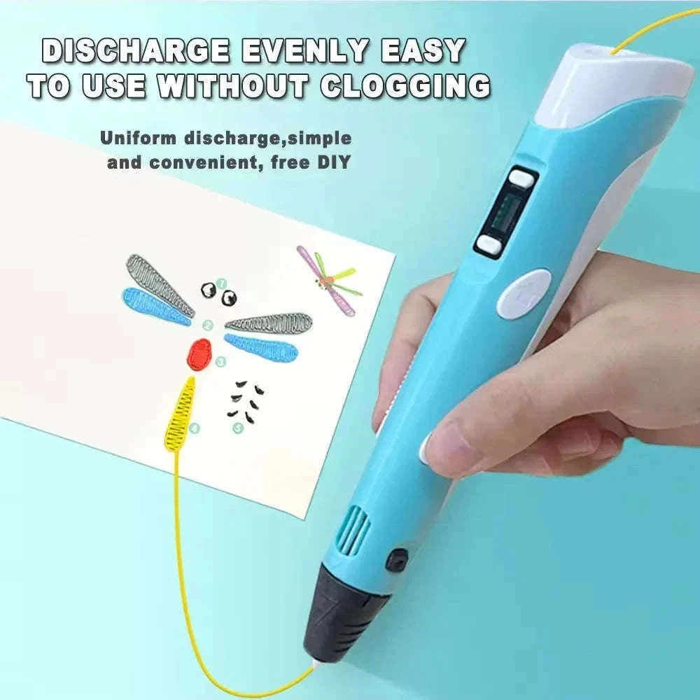 3D Printing Pen Kit with USB Rechargeable Design and PLA Filament-blue 9M PLA  bag / 9 Meter / PLA Filagment