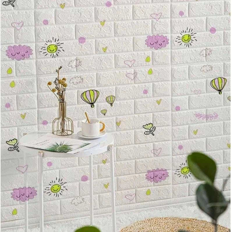 3D Self-Adhesive Brick Wallpaper Roll, Waterproof Foam Wall Sticker-Light yellow brick / 70CMX10M
