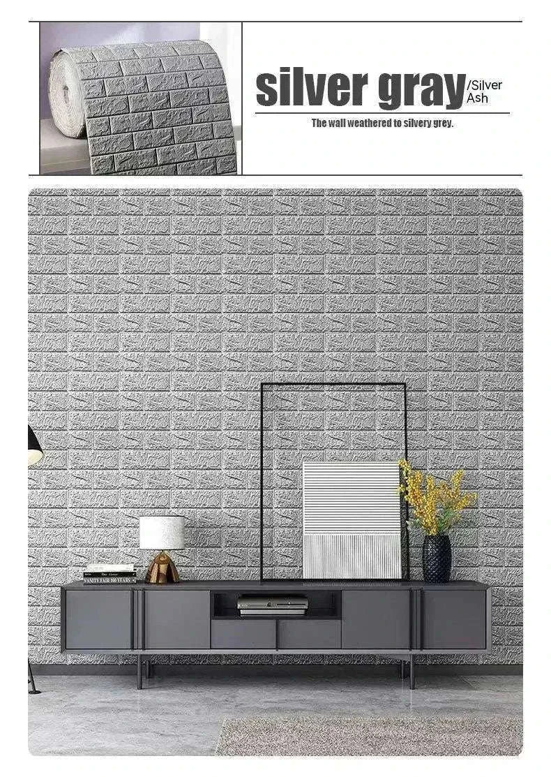 3D Self-Adhesive Brick Wallpaper Roll, Waterproof Foam Wall Sticker-Light yellow brick / 70CMX10M