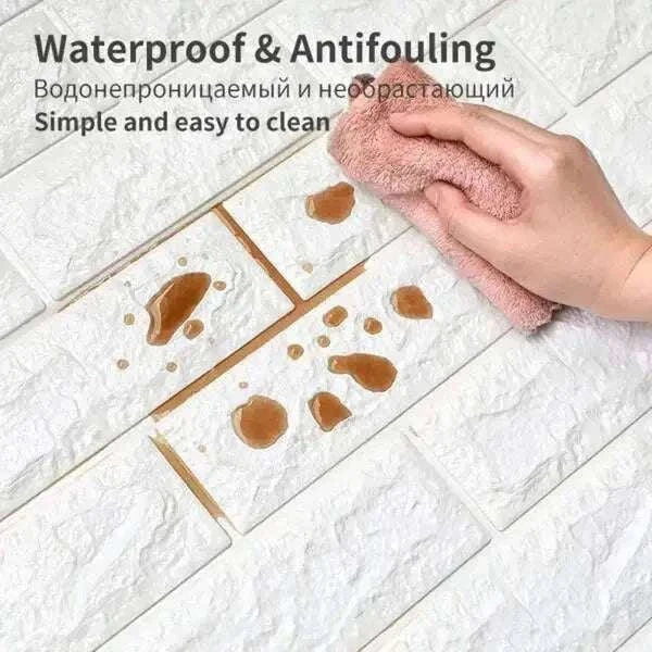 3D Self-Adhesive Brick Wallpaper Roll, Waterproof Foam Wall Sticker-Light yellow brick / 70CMX10M