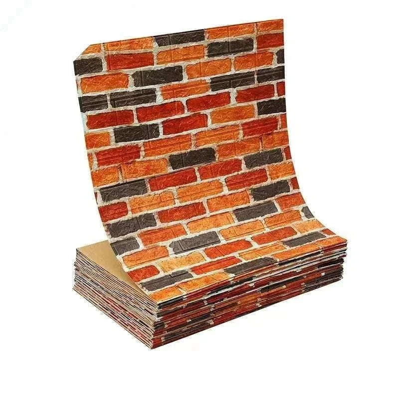 3D Self-Adhesive Brick Wallpaper Roll, Waterproof Foam Wall Sticker-Light yellow brick / 70CMX10M