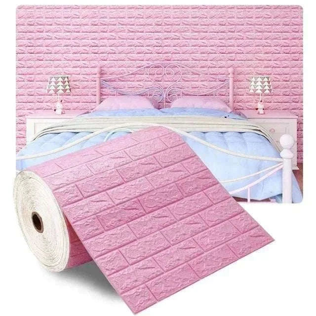 3D Self-Adhesive Brick Wallpaper Roll, Waterproof Foam Wall Sticker-Light yellow brick / 70CMX10M