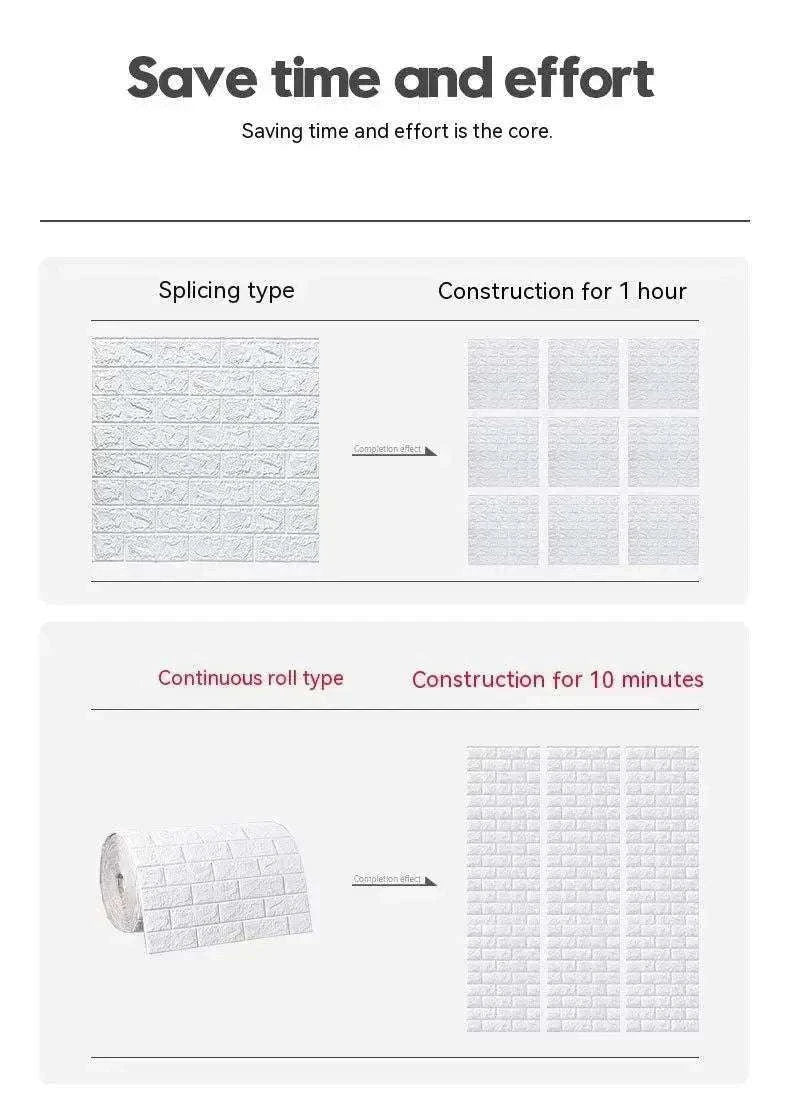 3D Self-Adhesive Brick Wallpaper Roll, Waterproof Foam Wall Sticker-Light yellow brick / 70CMX10M