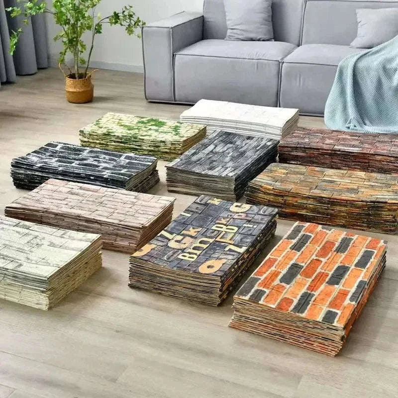 3D Self-Adhesive Brick Wallpaper Roll – Waterproof Home Wall Stickers-Light yellow brick / 70CMX10M