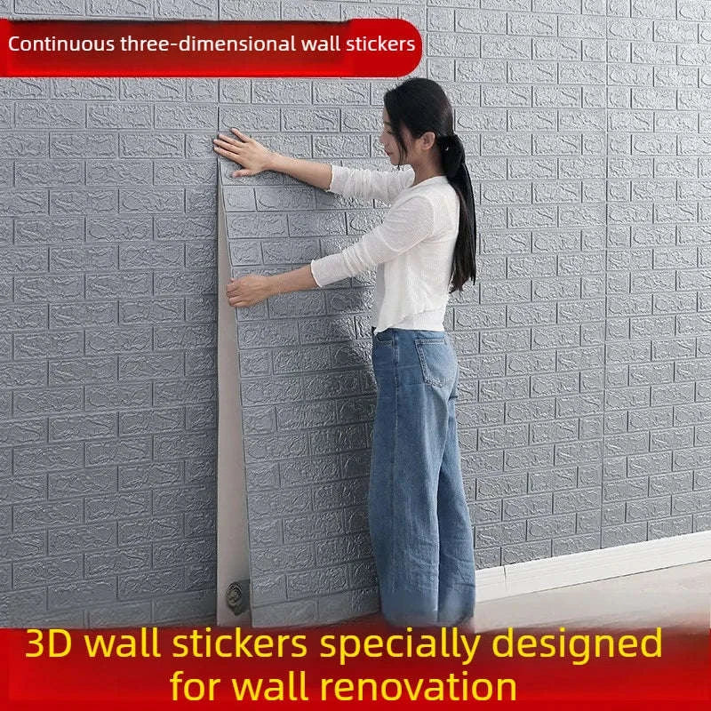 3D Self-Adhesive Brick Wallpaper Roll – Waterproof Home Wall Stickers-Light yellow brick / 70CMX10M