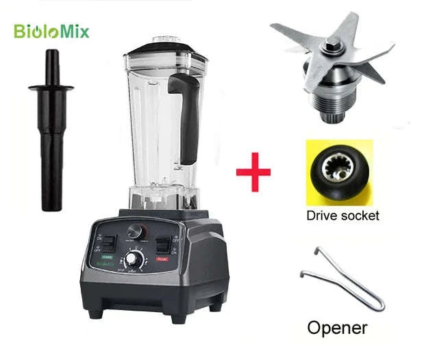 3HP 2200W Commercial Blender with Timer and 2L BPA-Free Jar-With Extra 3 Parts / UK Plug / United Kingdom