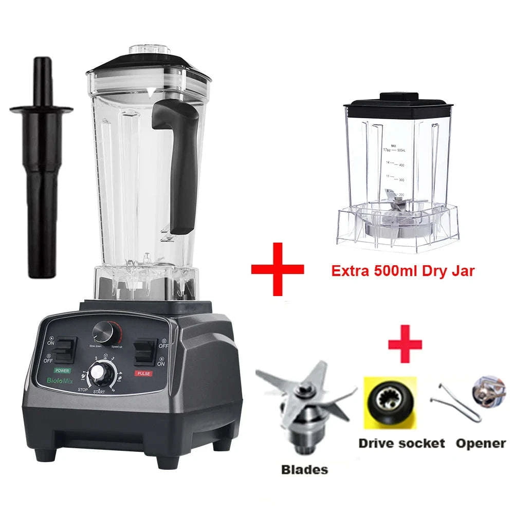 3HP 2200W Commercial Blender with Timer and 2L BPA-Free Jar-With Extra 3 Parts / UK Plug / United Kingdom