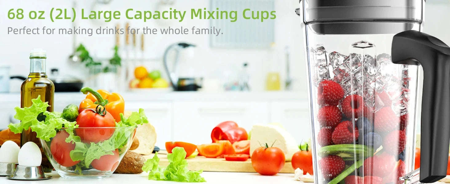 3HP 2200W Commercial Blender with Timer and 2L BPA-Free Jar-With Extra 3 Parts / UK Plug / United Kingdom