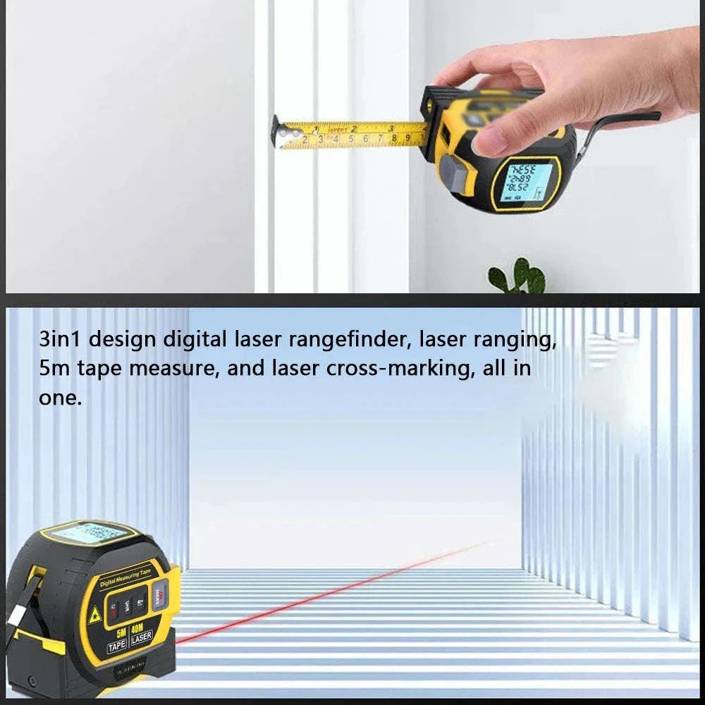 3in1 Laser Rangefinder Distance Meter with Measuring Tape-Type A 60m