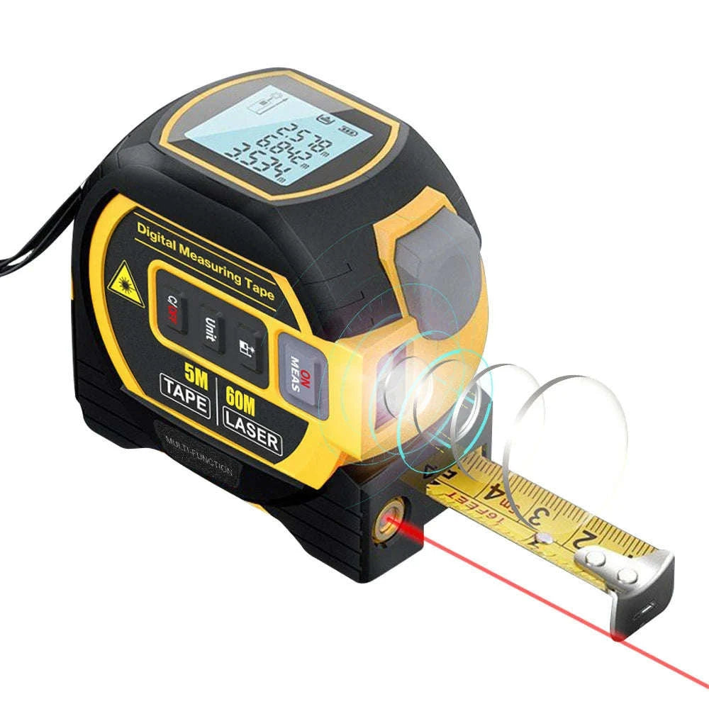 3in1 Laser Rangefinder Distance Meter with Measuring Tape-Type A 60m