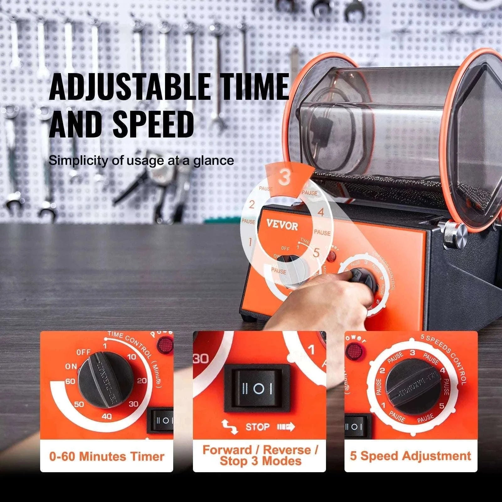 3kg / 5kg Rotary Jewelry Polishing Tumbler Machine with Timer-5Kg Capacity / france