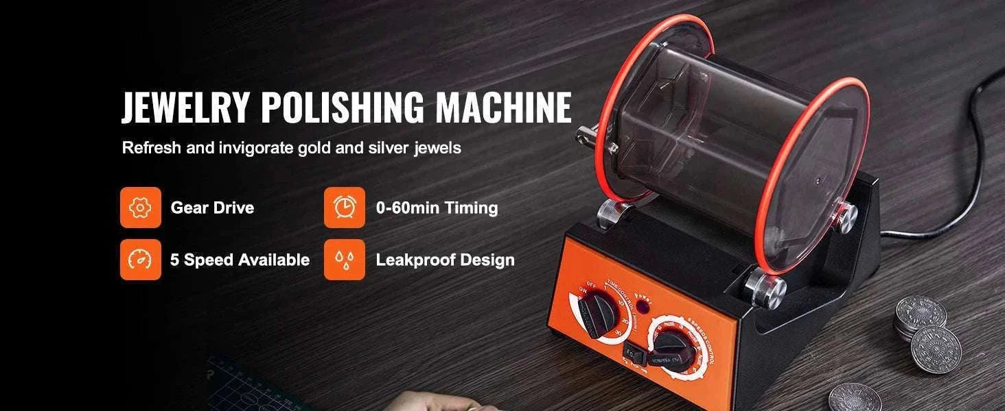 3kg / 5kg Rotary Jewelry Polishing Tumbler Machine with Timer-5Kg Capacity / france
