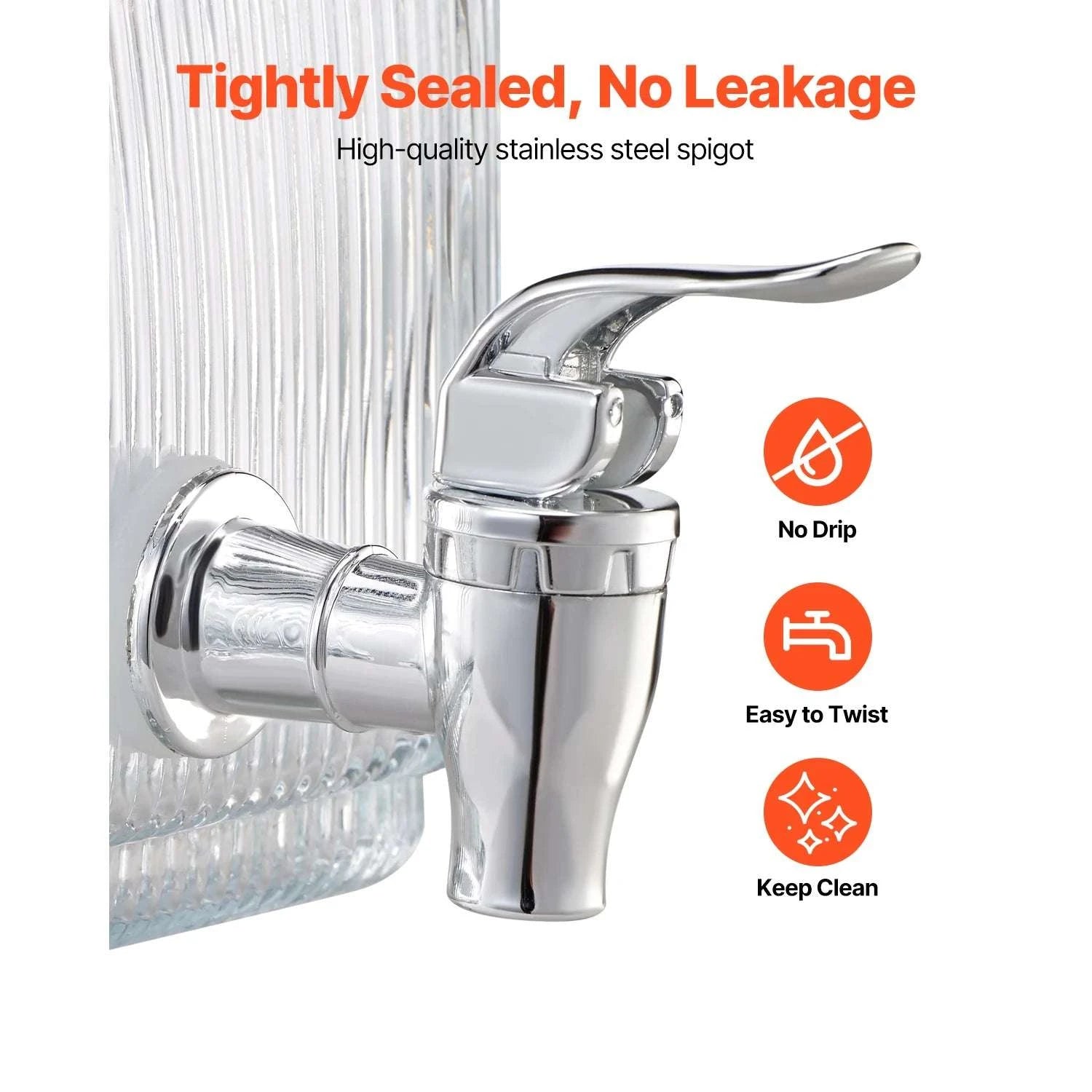 3L Glass Beverage Dispenser with No-Drip Spigot and Lid-1 gal / United States