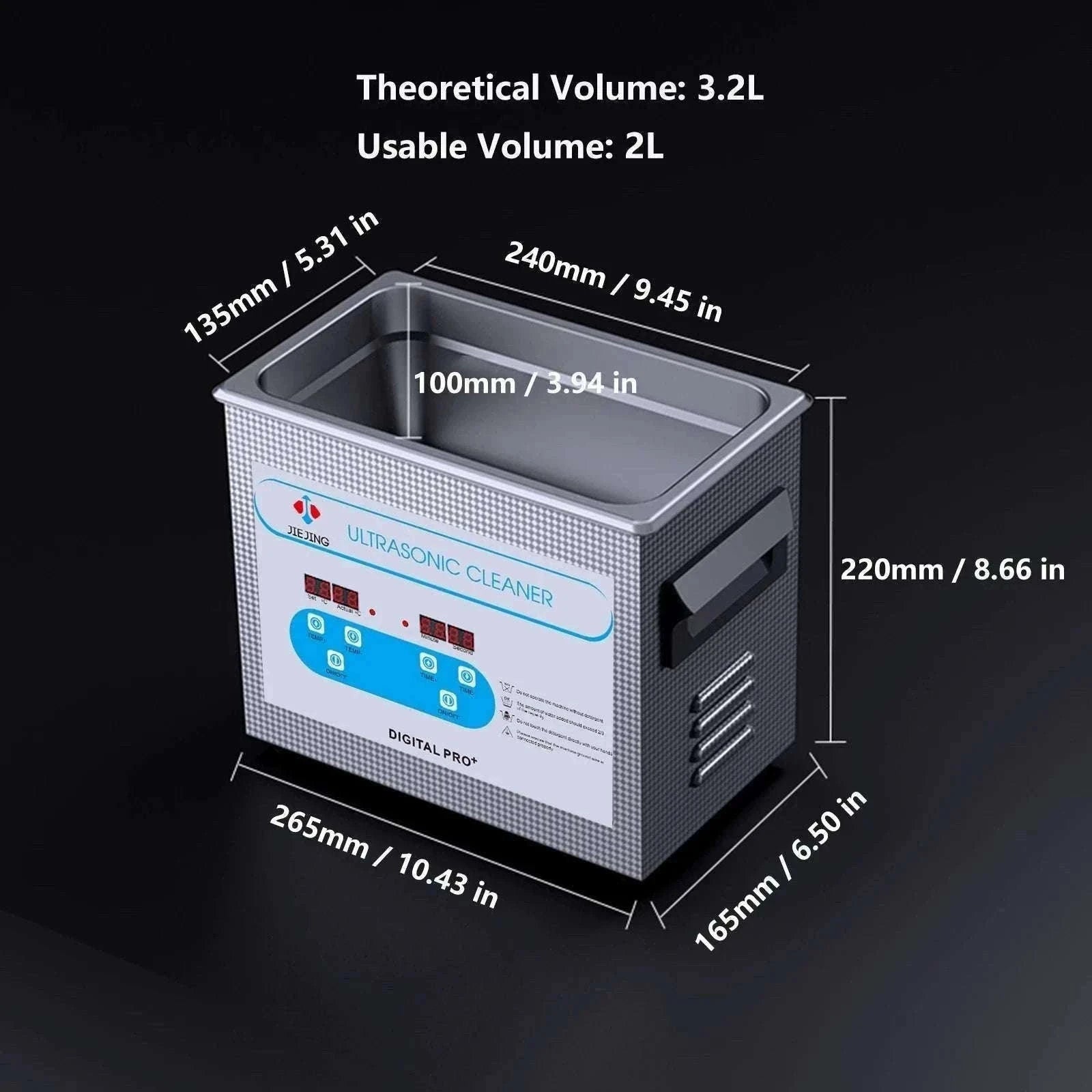 3L Ultrasonic Cleaner with Heat & Timer for Jewelry Glasses-220V-Digital-AU Plug / China Mainland