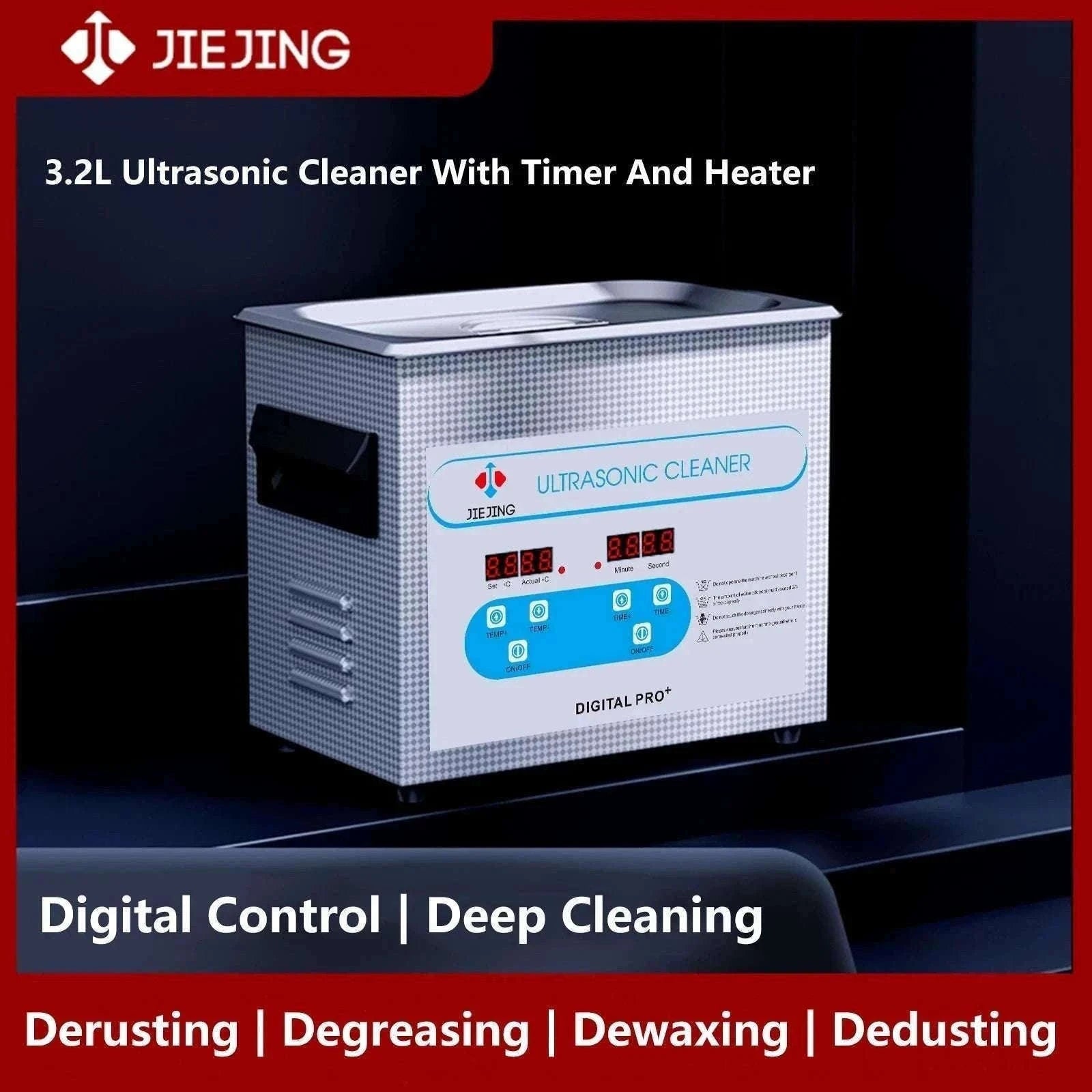 3L Ultrasonic Cleaner with Heat & Timer for Jewelry Glasses-220V-Digital-AU Plug / China Mainland