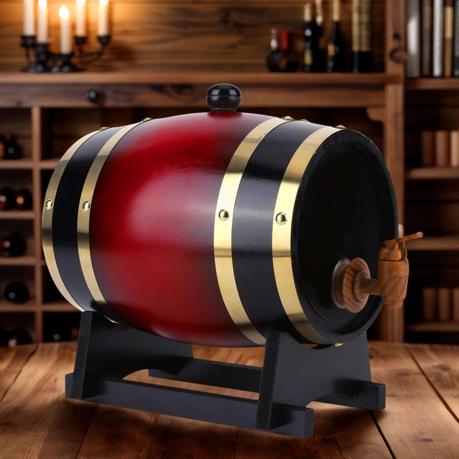 3L Wooden Wine Barrel with Faucet and Stand-United States