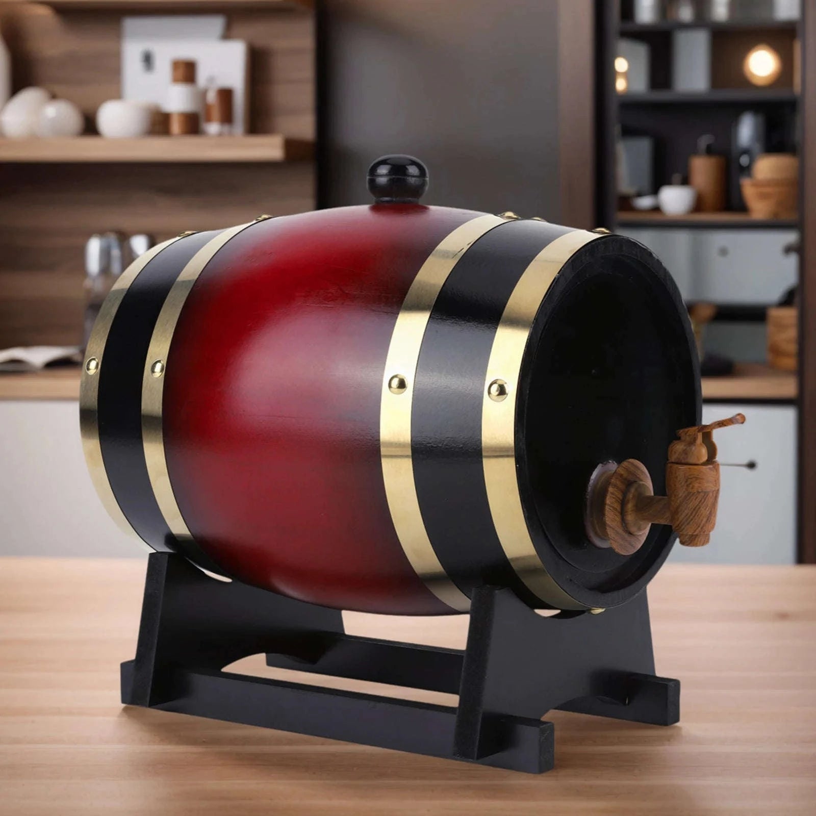 3L Wooden Wine Barrel with Faucet and Stand-United States