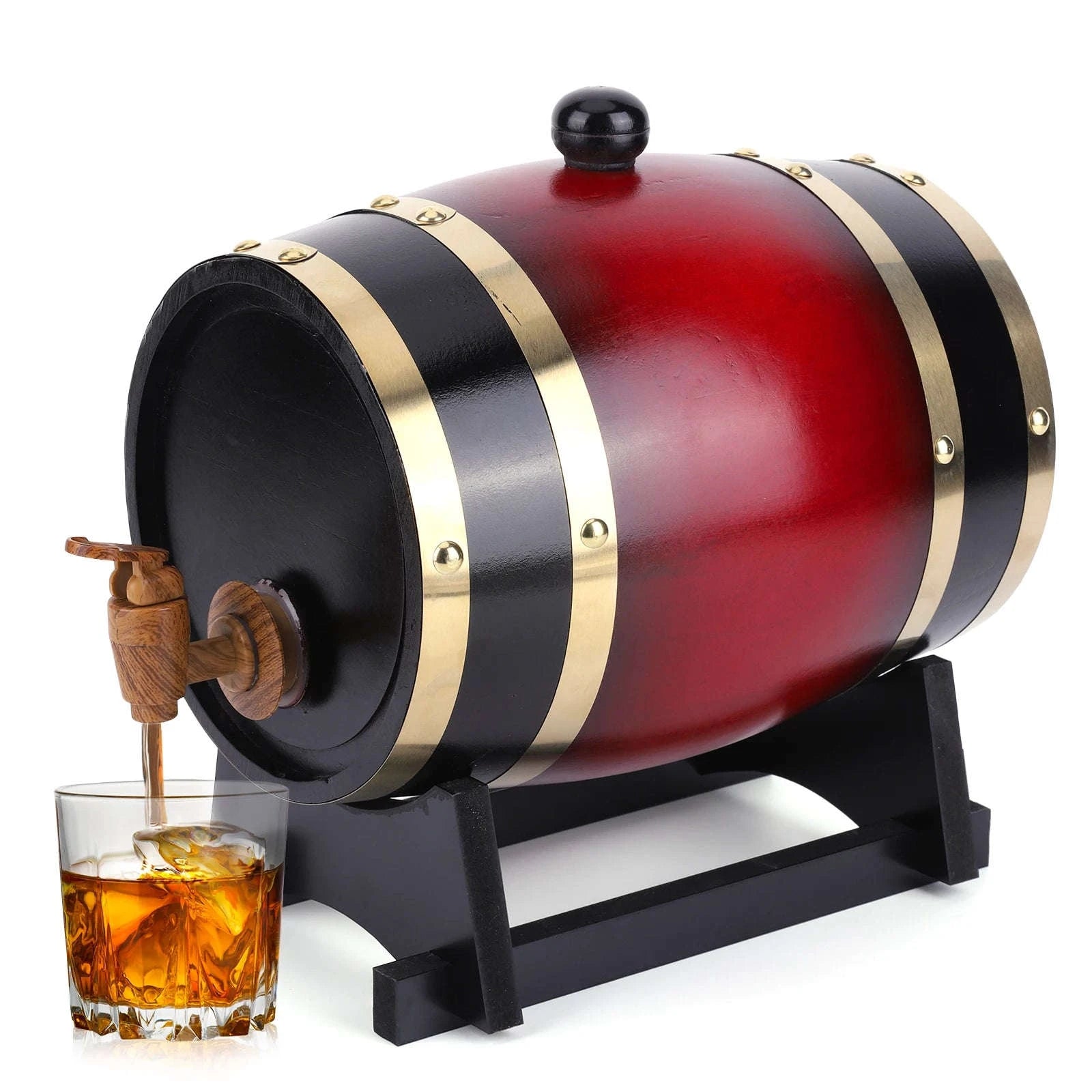 3L Wooden Wine Barrel with Faucet and Stand-United States