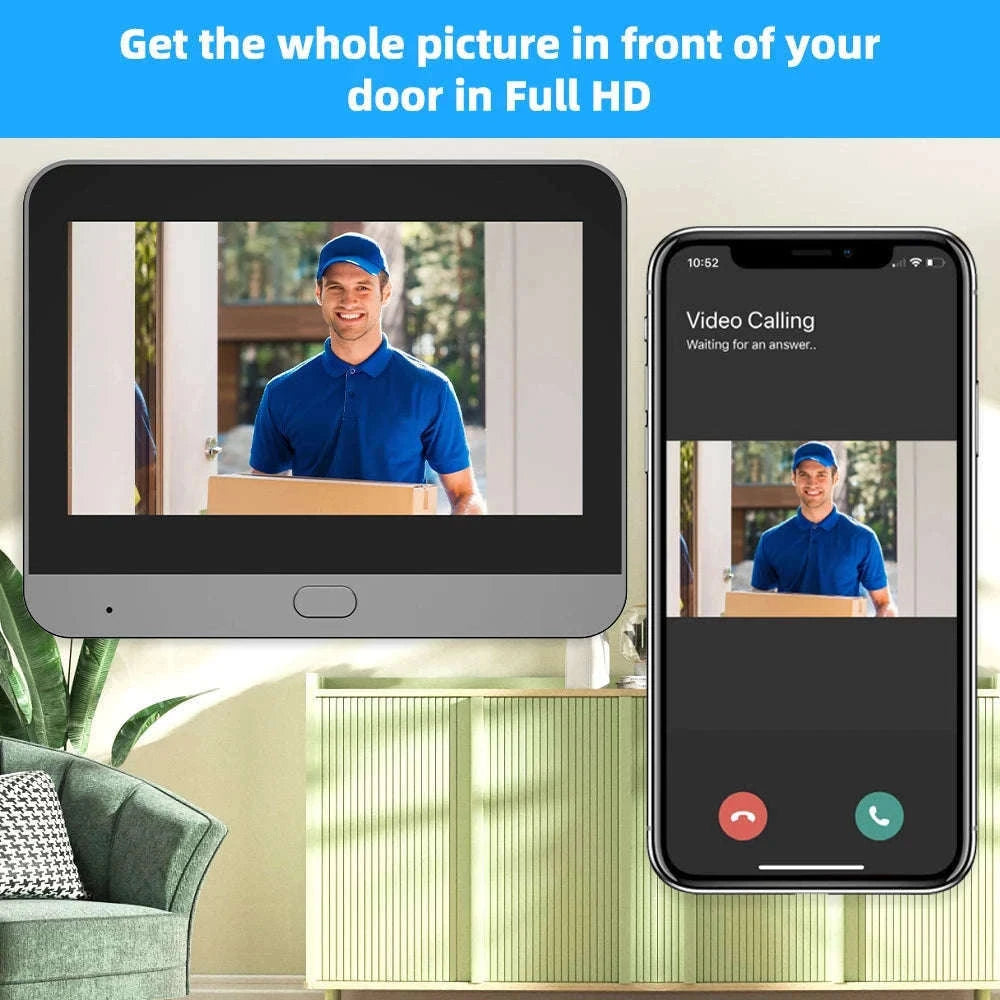 3MP Smart WiFi Peephole Camera with 4.3-inch LCD Viewer-Peephole